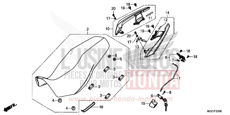 SEAT/REAR GRIP for CB500X ABS CANDY RUBY RED (R4) from 2014